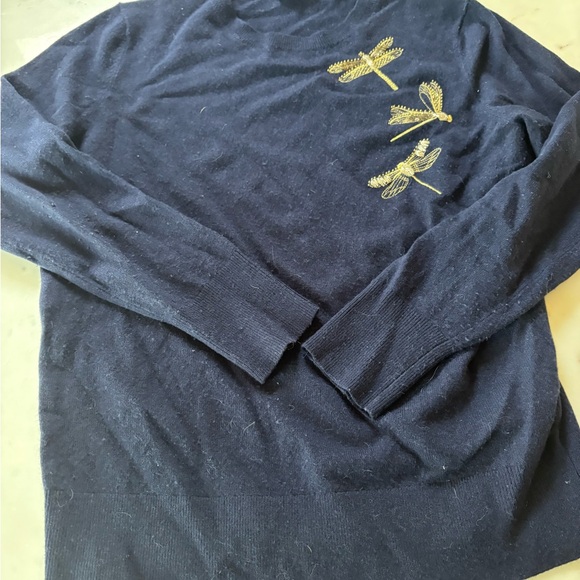 Ted Baker Navy Sweater Cashmere Wool Blend Dragonflies - Picture 1 of 5
